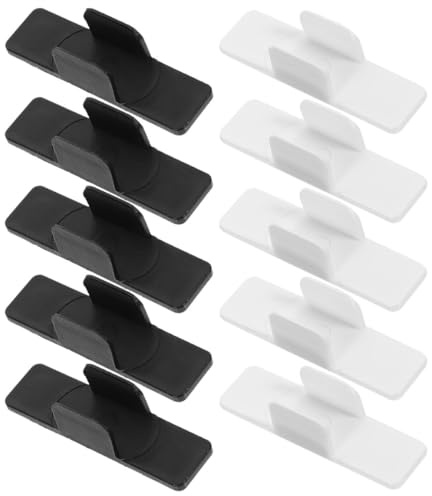 Zerodeko 10pcs Adhesive Pen Holder Clips for Whiteboard Pens and Pencils with Sponge Base Black and White Office and School Desk Organizer