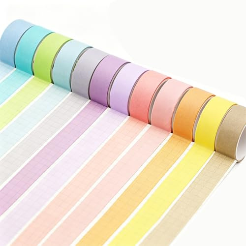 20 rollos Washi Tape Set 12 colores Cinta adhesiva decorativa Masking Tape Scrapbooking 15mm x 2m Color para niños adultos DIY Diario bala suministros de ocio creativos