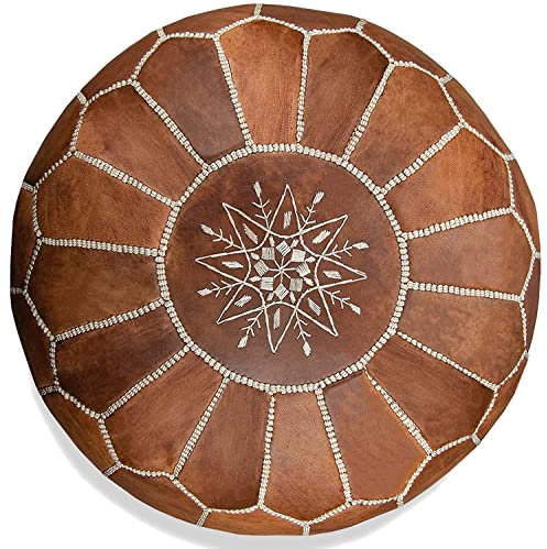 ALMADIH Leder Sitzkissen Pouf Camel braun ohne Füllung - Sitzsack Ottoman marokkanische Bodenkissen Handarbeit aus echtem Leder - nur Bezug - Füllung ist Nicht im Lieferumfang (Camel ungefüllt)