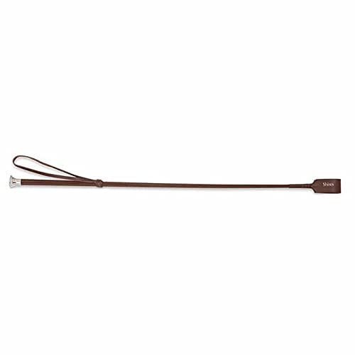 Shires - Frusta a stelo in pelle, 61 cm, colore: Marrone