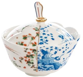 Seletti Porzellan Zuckerdose Hybrid-Maurilia Ø 12 cm H.9 C/Löffel