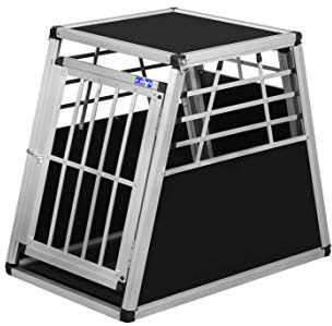 ALPUNA Transportbox N4 – Aluminium Hundebox 82×50×69,5 cm mit Notausstieg, sichere Auto Hundebox für den Kofferraum