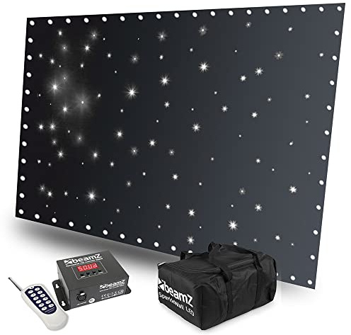 BeamZ SparkleWall 3x2m LED Star Cloth, White LED Star Cloth Backdrop for Events, DJ Booths, and Home Decor - Sparkle Wall Effect, LED Star Cloth For Events, Star Cloth With DMX, Control Panel