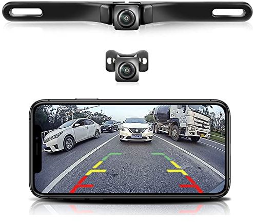 WiFi Car Backup Camera, GreenYi 5G 720P HD Car License Plate Rear/Front View Reverse Camera for iPhone iPad Android Smart Phones Tablets Which Support Double Band WiFi