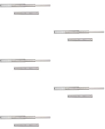 Emuca Set Schubladenführungen, vollauszug mit Rollen 45mm x 350mm, 5 Stück