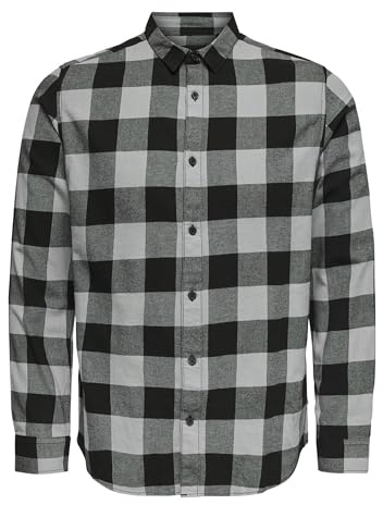 Only & Sons NOS Onsgudmund LS Checked Shirt Noos, Camicia Uomo, Grigio (Griffin Griffin), Medium