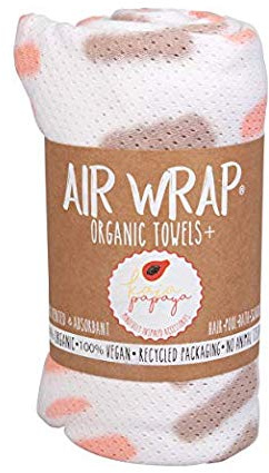 Woombie Kaia Papaya Multi-Use Organic Cotton Air Wrap Vented Towel - Quick Drying and Ultra Absorbent for Beach, Pool, Bathtime and More, 44in x 55in, Peach/Tan