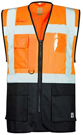 ARDON Signal Warnweste Professionelle Reflektierende Weste zweifarbig atmungsaktiv mit Taschen Reißverschluss Hohe Sichtbarkeit Warnschutzweste Auto KFZ EN471 orange