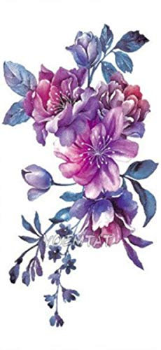 EROSPA® Tattoo-Bogen temporär/Sticker - Flowers Blumen Blüten - Wasserfest - 17,5 x 9,5 cm