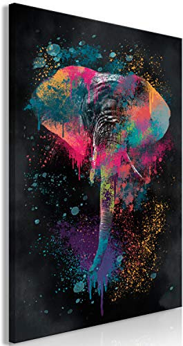 murando - Wandbilder Tier 40x60 cm 1 tlg - Wand Deko Vlies Leinwand Bilder Groß Wanddeko Wohnzimmer Schlafzimmer Kunstdrucke - bunte Elefant Farbflecken wie gemalt g-A-0312-b-a