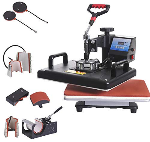 RANRANHOME 8 en 1 Numérique Press Machine, 38 X 38CM Presse À Chaud Transfert Digital Heat Press Machine Presse De La Chaleur Rotation De 360° Bricolage pour T-Shirt Tasse Mug Chapeau Assiette Plaque