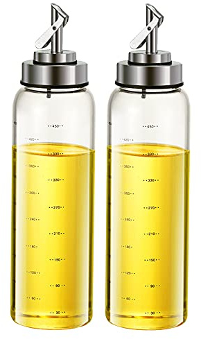 MHtech Huiliers et vinaigriers, Drip Tips en Acier Inoxydable et Bouteilles en Verre avec Graduations précises pour la Cuisson,étanche à la poussière et aux Fuite (500 ML + 2 Bouteilles)