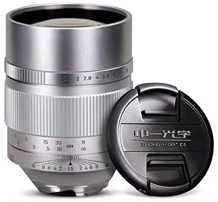 Mitakon Speedmaster Full Frame 90mm F1.5 Objektiv für Leica M Mount Kamera, Silber