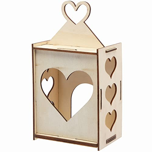 Baker Ross Herz Laterne Bastelset aus Holz - 3er Pack, Holzlaterne für Kinder zum Basteln und Bemalen am Valentinstag (FC428)