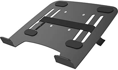 conecto, Notebook-Halterung für Monitorständer, VESA 75x75 bis 100x100, Traglast: 9,0 Kg, schwarz, SA-CC50313-V2 | Auflagefläche 30 x 26,5 cm mit Sicherungsgurt für die Montage an Monitorhalterungen mit VESA-Aufnahme