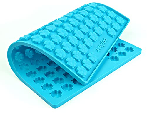 Collory Backmatte Hundekekse, Leckerlis in KLEEBLATT Form, Silikon Backform, Hitzebeständig, Lebensmittelecht & Bpa-frei (Medium Kleeblätter (2,4 cm), Türkis)
