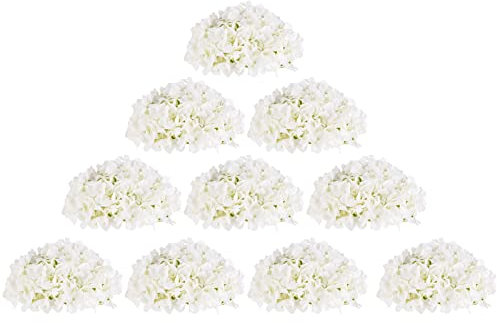 BLOSMON Hortensien Kunstblumen Künstliche Blumen Hochzeitsdeko 10 Stück Weiß & Rosa Fake Blumen Seidenblumen Fuer Mittelstück Tischdeko Blumenkugel Blumenstrauß Künstlich Gestecke Home Feier Deko