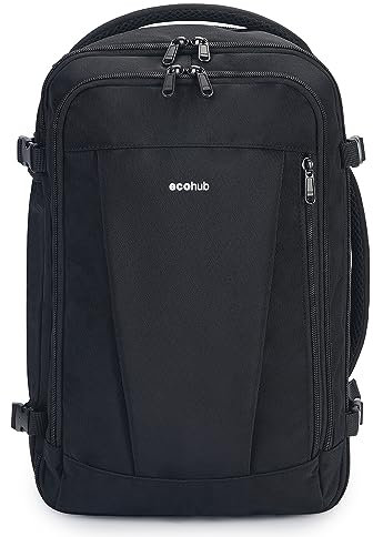 ECOHUB - Bagaglio a mano per voli Ryanair, 40 x 20 x 25 cm, Nero , 40x20x25cm