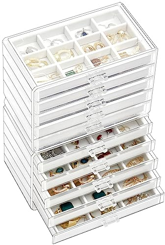 ProCase Schmuckkästchen aus Acryl Schmuckaufbewahrung Jewelry Organizer Schmuckschatulle für Damen mit 10 Schubladen | Jewelry Organizer mit Schubladen, Stapelbares Schmucktablett für Ringe Armbänder und weiteren Schmuck