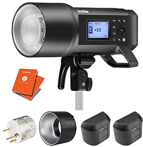 GODOX AD600Pro Portable Studio Flash Strobe Light 600Ws HSS/TTL Battery Powered Portable Outdoor Light System, Bowens S-Fit, Modelling Lamp with Carry Case + Two Battery Kit | Extended Warranty Card
