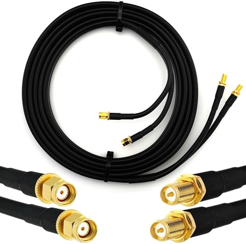 RANGEFUL 10m RP-SMA Stecker auf RP-SMA Buchse Doppel-Koaxialkabel — HF-240 (LMR 240 Äquivalent) Twin Verlängerungskabel Antennenkabel — für WiFi Router Antenne Wireless RF WLAN Radio Modem