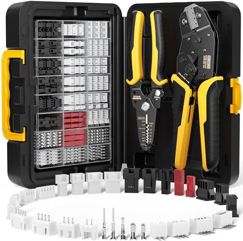 DxCRIMP Juego de conectores de herramientas de crimpado,JST-XH + SM + SYP crimpadora terminales electricos con 29 types connector 0,03-0,5mm² alicates de terminals herramienta de crimpado y pelacables