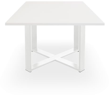 OFILIKE. Mesa de Reunión Cuadrada. Mesa de Reuniones y Conferencias. Estructura Cruzada Color Blanco (100x100cm, Blanco)