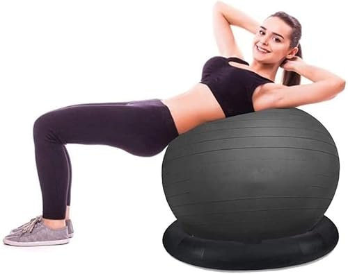 ELzEy Fitnessball, Yogaball, schwarzer Geburtsball, Schweizer Ball mit Fester Ringbasis, Pilates, Fitness, Gewichtsverlust, Gleichgewichtstraining (Size : 55cm)