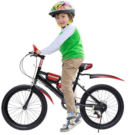 Kozivmo 20 Zoll Kinder Fahrrad Mountainbike mit Kompass Jungen Mädchen Cityfahrrad Kinderfahrrad Doppel Bremsen Einstellbare Höhe Hartstahl bis 85kg ideal für Geburtstag und Weihnachten Rot