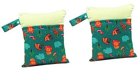 Toyvian 2stücke Cloth Diaper Wet Bags Bunte Waschbare Und Wiederverwendbare Tasche Mit Zwei Fächern Und Praktischem Tragegriff Für Unterwegs Muster