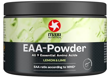 MaxiNutrition EAA-Pulver Lemon & Lime, 250g, hochdosiert mit allen 9 essentiellen Aminosäuren, Vegan, Zuckerfrei & Fettfrei, zum Aufbau, Erhalt und Regeneration der Muskeln