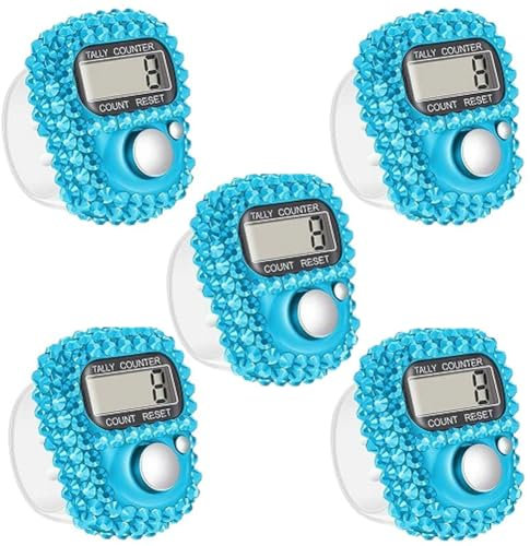 Mingchengheng Rundenzähler Digital - 5 Stück Finger Counter, Elektronische Finger Zähler,Fingerzähler, Tragbarer Handzähler LCD-Display Für Inventur, Sport, Marketing, Flugzeug, Golf