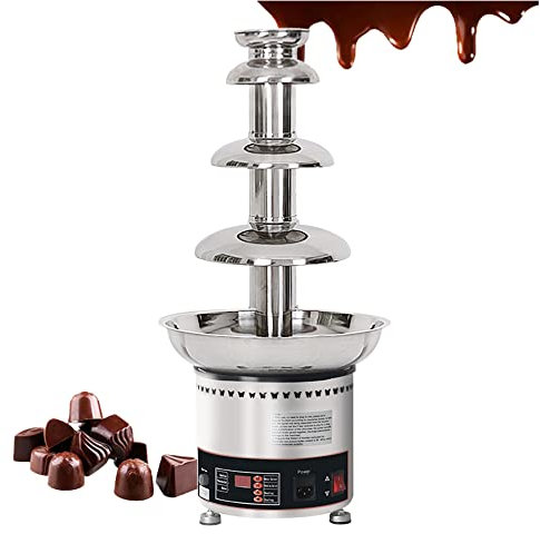 AINITAIFENG Fondue de Chocolate, Fuente de Chocolate eléctrica de Acero Inoxidable con Base de crisol Caliente Ideal para Fiestas, Bodas (4 Pisos)