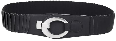 lordies Gürtel Elastisch Stretch Stretchgürtel Damen Taillengürtel Einfarbig (Schwarz)