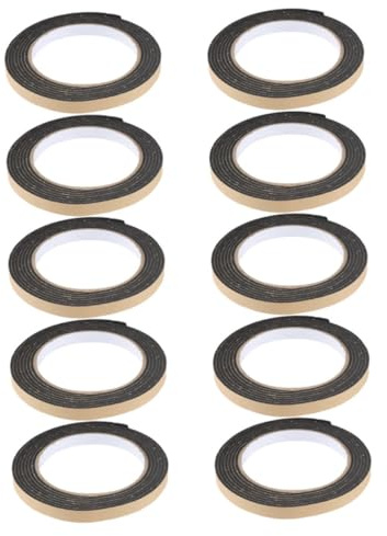 FELTECHELECTR Cinta de Calafateo Adhesiva Negra 10 Rollos para Sellado de Encimeras de Cocina, Estufas de Gas y Paredes, Resistente al Agua y Polvo, Aislamiento Acústico y Protección Anti-suciedad