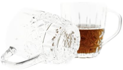 Almina Lara 6er-Gläser Set mit Henkel Teeglas mit Struktur, 200 ml