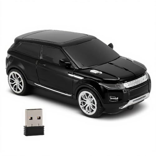 Topiky Ratón Inalámbrico para Juegos con Forma de Coche Deportivo, Ratón de Ordenador 2,4G 1600 dpi con Receptor USB, para 10, Portátiles OS X (Black)
