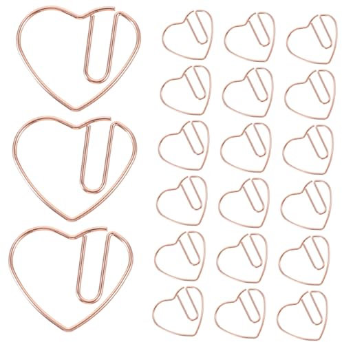 PLAFOPE 50stücke Herzförmige Büroklammern Roségold Dekorative Aktenklammern Für Büro Schule Und Hochzeiten Cute Paper Clips Für Dokumente Notizen Und Vielseitig Einsetzbar