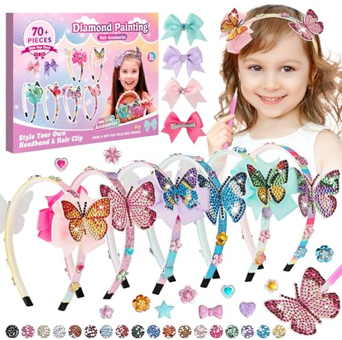 Vinitoy Bastelset für Mädchen: DIY-Diamant-Haarbänder & Accessoires, Spielzeug-Set für Kinder ab 5 Jahre