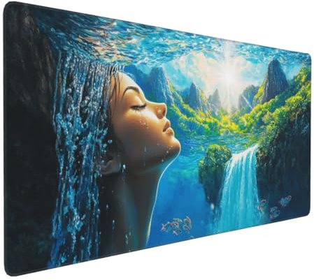 Gaming Mauspad XXL Frau Mousepad 1000x500x4mm Fallen Verlängertes Mauspad Schreibtischauflage,Genähte Kanten Mauspad,Verbessert Präzision und Geschwindigkeit Wasserdicht Geeignet für Büro und Spiele