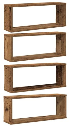 vidaXL Würfel-Wandregale 4 STK. Altholz-Optik 60x15x23 Holzwerkstoff