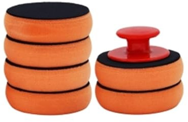 GYQIZSS 4-Zoll-Autowachs-Applikatorpads-Set mit rotem Griff, weiche Schwammapplikatoren, Schaumwachspad for Polieren und Reinigen von Autos