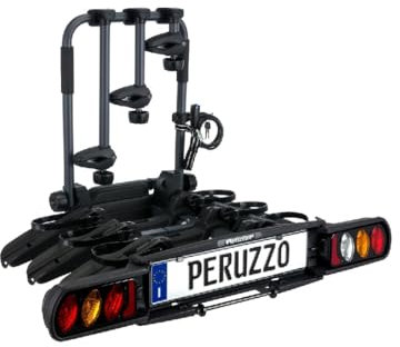 Peruzzo Instinct Portabicicletas para Tesla, 3 Bicicletas/2 E-bikes, 60 kg Max, Inclinable, Negro