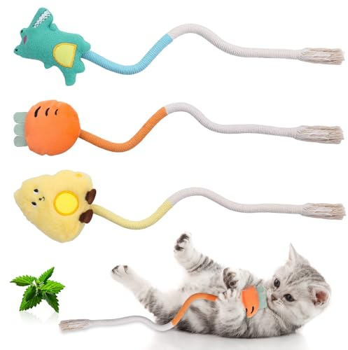 Partideal 3 Stück Katzenspielzeug Spielzeug Katzenspielzeug Selbstbeschäftigung, Katzenminze Beißseil, Cat Toys Interaktives Katzen Spielzeug Interaktiv