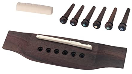 TOYANDONA 6 Stück Gitarrenbrücke mit Knochen Sattel und Holzstiften Leicht Langlebig für Akustikgitarre Gitarrenzubehör 1g16