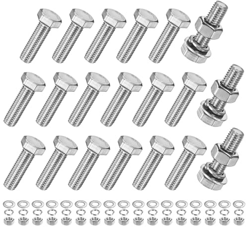M METERXITY 20-Pack Tornillos Hexagonales Con Tuercas Y Arandelas | Planas Y De Seguridad M10x35mm Juego De Tornillos Y Tuercas De Acero Inoxidable Totalmente Roscados Conjunto Métrico