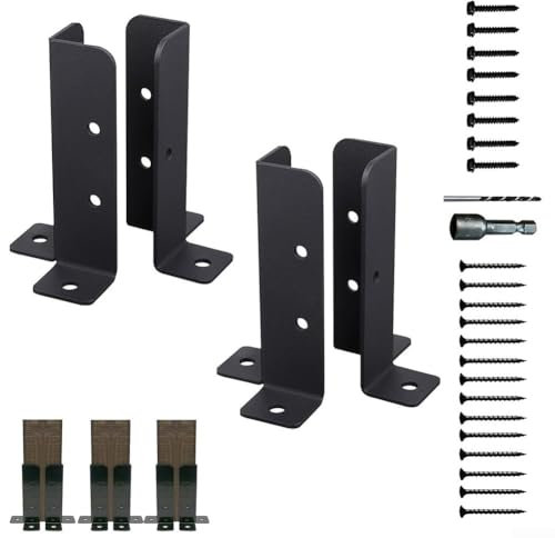 DAZZLEEX Lot de 2 supports de poteau de clôture, pergola en bois réglables pour terrasse, supports de support de boîte aux lettres, pieds de table