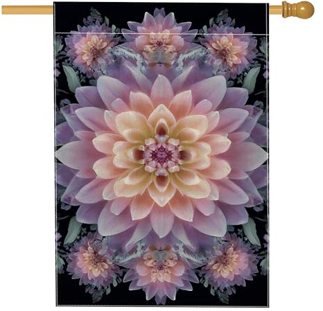 Frühlingssommer-Gartenflagge, Pfirsich-Dahlie-Blumen, Heimdekoration, Gartenbanner, doppelseitige Hofflagge, Urlaub, Outdoor, Rasendekoration, 71,1 x 101,6 cm