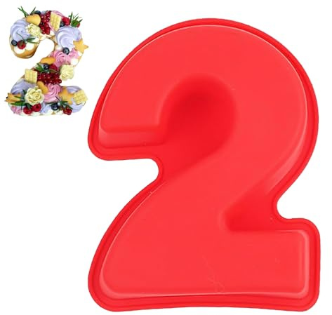 Wsetyy Number Cake Moulds Birthday, 3D Baking Mould Number Cake Tin, for Mousse Jelly Chocolate Baking, Made of Food-Grade Silicone, Easy to Demold, Washable (2)
