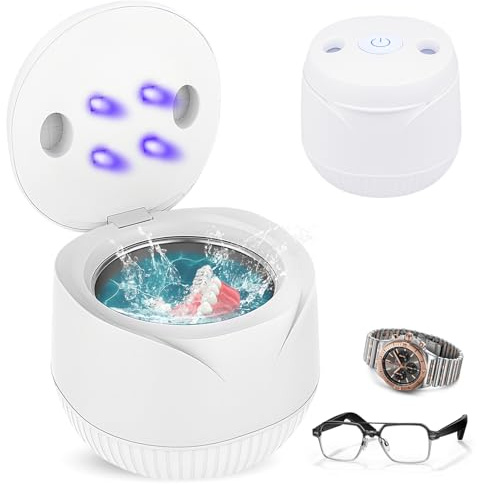 Vtizikl Ultrasonic Retainer Cleaner Machine, 45kHz Ultra UV Ultrasonic Cleaner for Dentures, Dental Pod, Aligner, Mouth Guard, Toothbrush Head, 200ML Cleaning Machine for All Dental Appliances